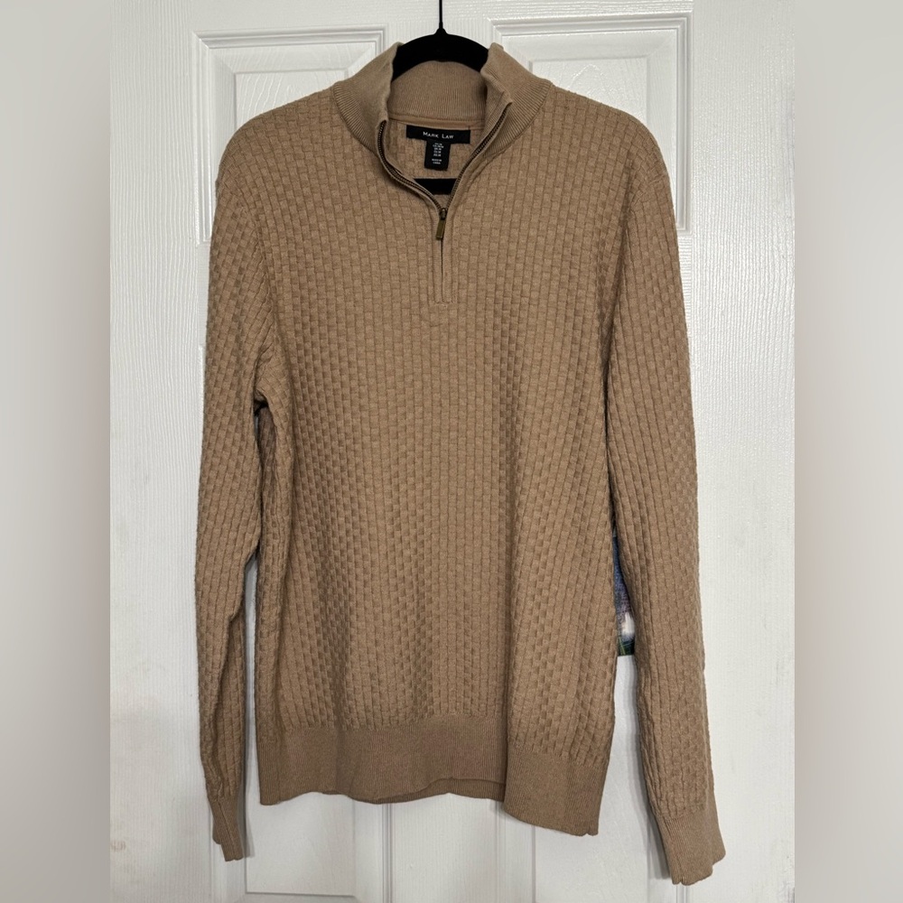 Mark Law Men's Tan Zip-Up Sweater M
